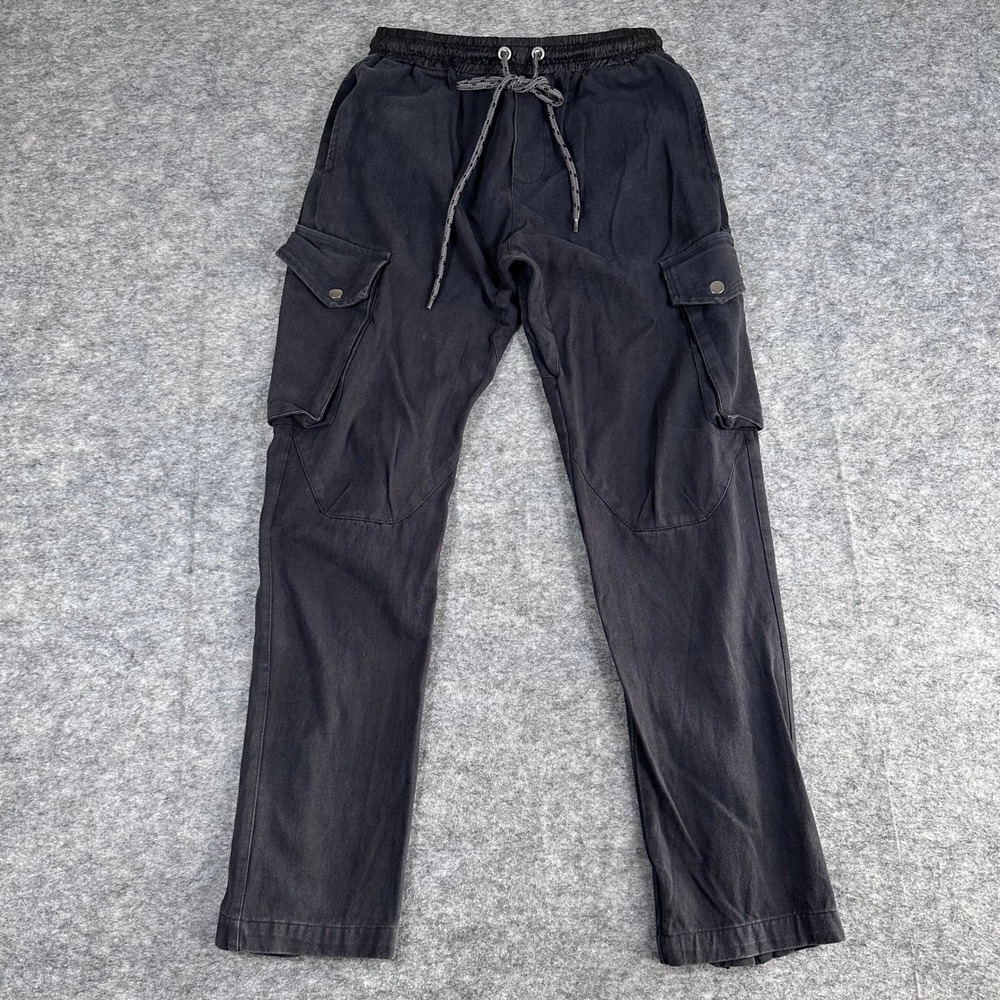 Richie Le Cargo Pants Mens‎ Medium Black Ankle Zip Drawstring Streetwear